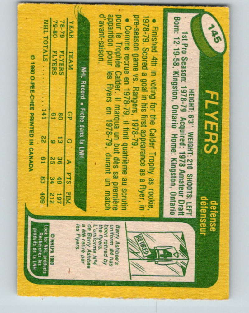 1980-81 O-Pee-Chee #145 Behn Wilson NHL Philadelphia Flyers 7902 Image 2