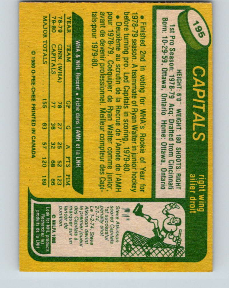 1980-81 O-Pee-Chee #195 Mike Gartner NHL RC Rookie Capitals  7952 Image 2