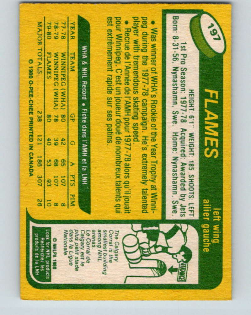 1980-81 O-Pee-Chee #197 Kent Nilsson NHL RC Rookie Calgary Flames 7954 Image 2