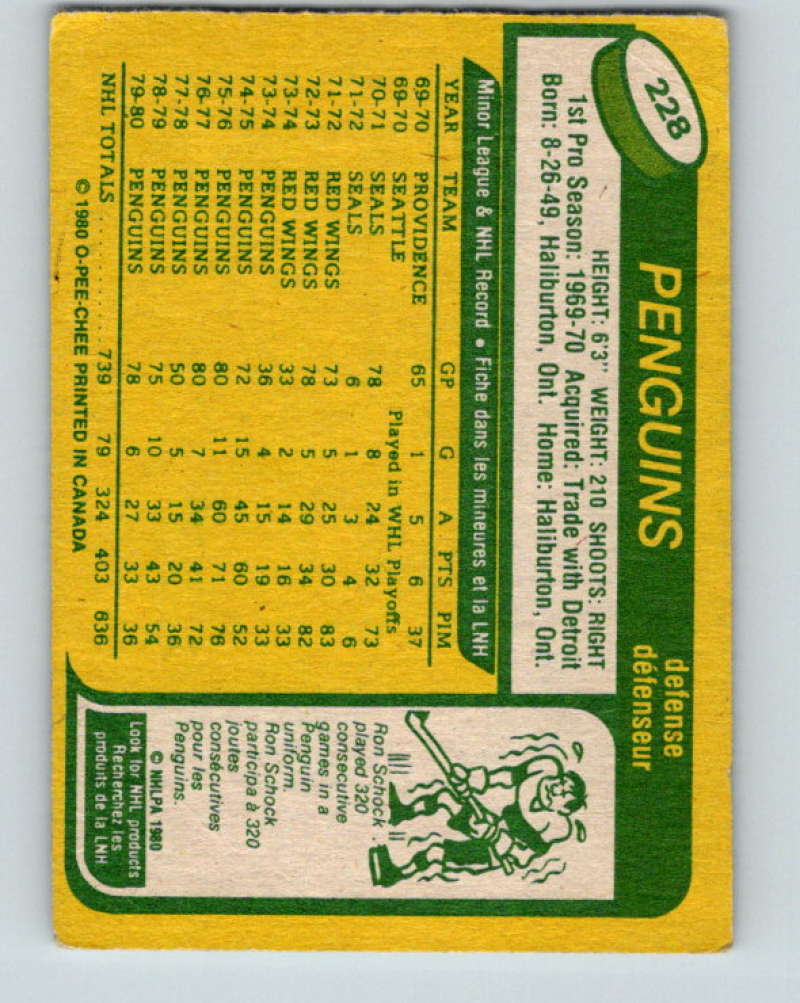 1980-81 O-Pee-Chee #228 Ron Stackhouse NHL Pittsburgh Penguins 7985 Image 2