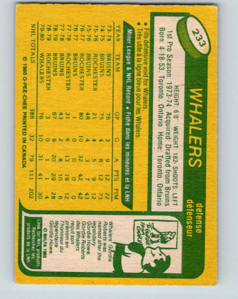 1980-81 O-Pee-Chee #233 Al Sims NHL Hartford Whalers 7990 Image 2