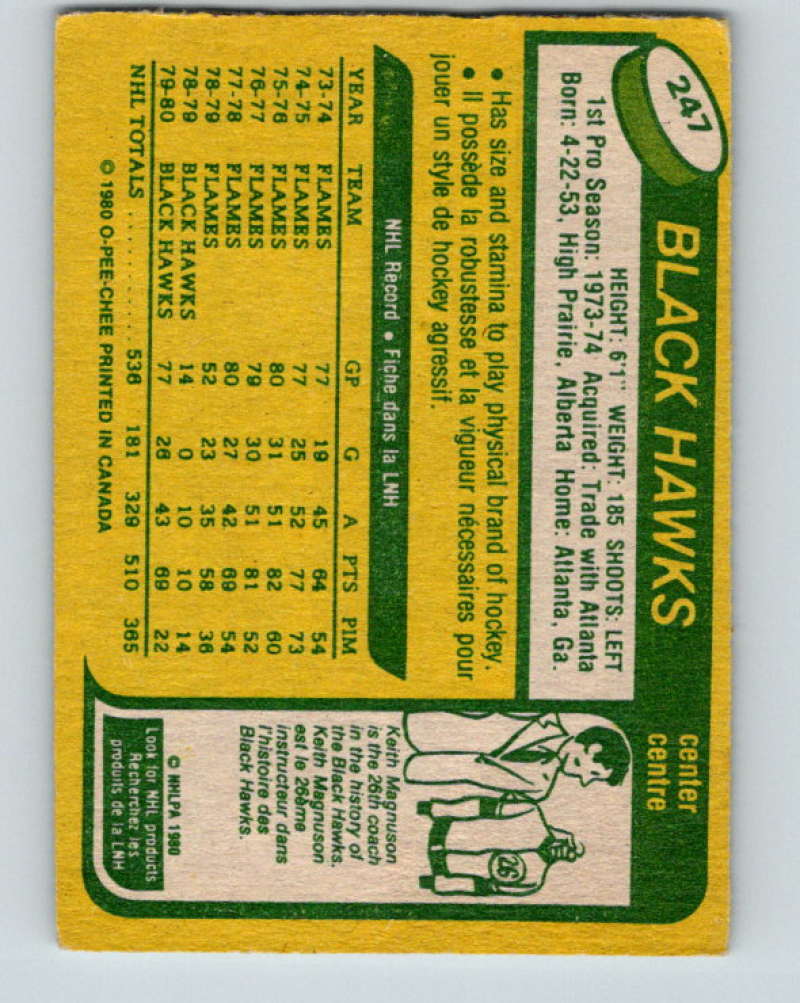 1980-81 O-Pee-Chee #247 Tom Lysiak NHL Chicago Blackhawks 8004 Image 2