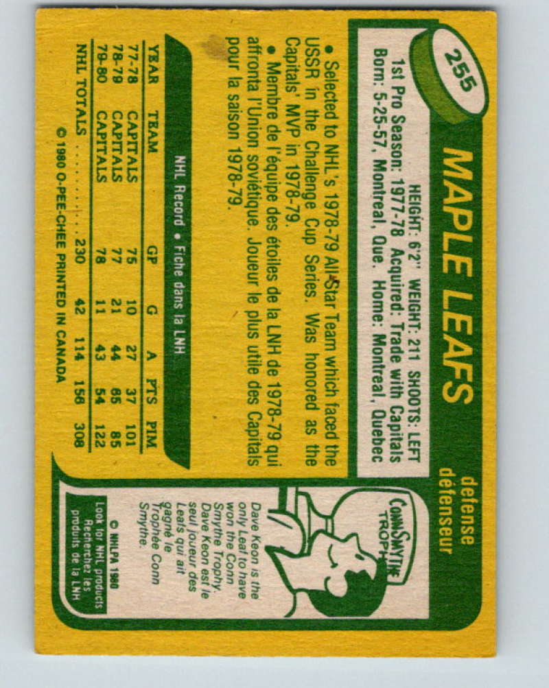 1980-81 O-Pee-Chee #255 Robert Picard NHL Toronto Maple Leafs 8012 Image 2