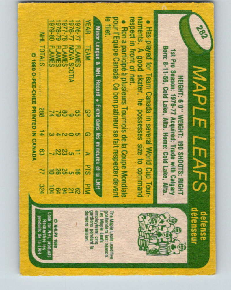 1980-81 O-Pee-Chee #282 David Shand NHL Toronto Maple Leafs 8039 Image 2