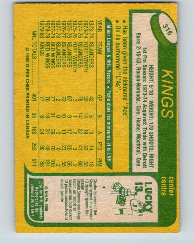 1980-81 O-Pee-Chee #316 Andre St. Laurent NHL Los Angeles Kings 8073 Image 2