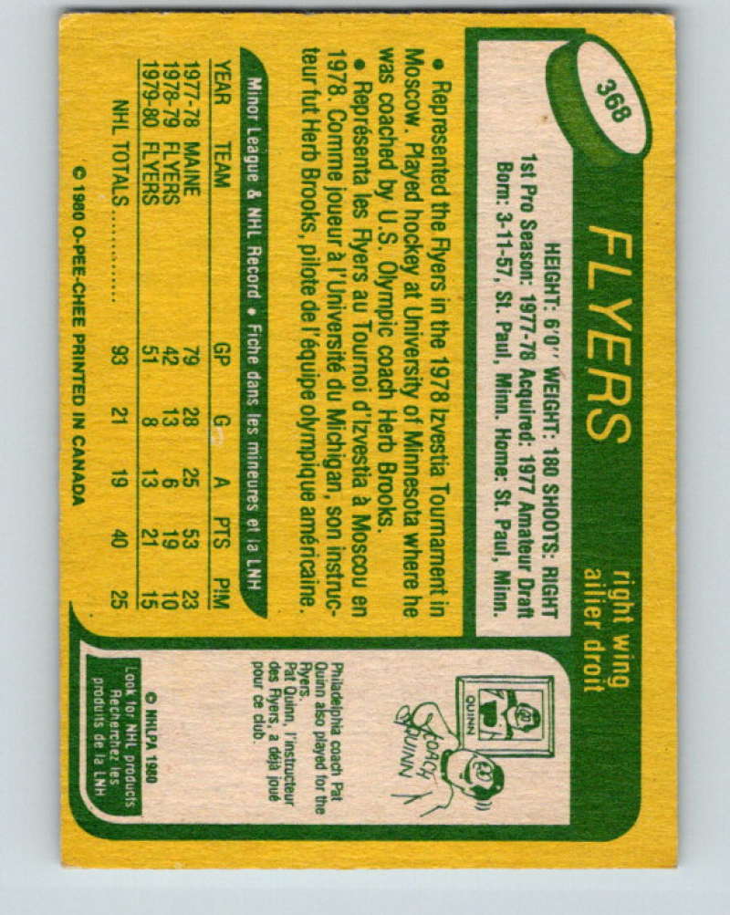 1980-81 O-Pee-Chee #368 Tom Gorence NHL Philadelphia Flyers 8125 Image 2