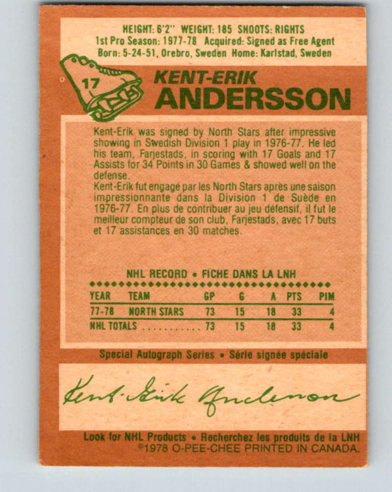 1978-79 O-Pee-Chee #17 Kent-Erik Andersson RC Rookie 8316 Image 2