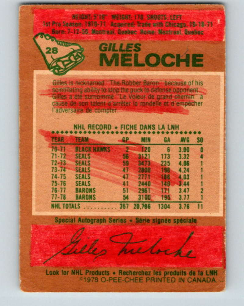 1978-79 O-Pee-Chee #28 Gilles Meloche Minnesota North Stars 8327 Image 2