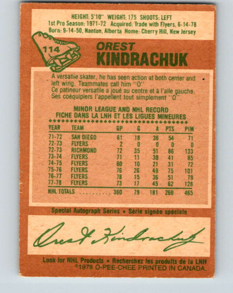 1978-79 O-Pee-Chee #114 Orest Kindrachuk Pittsburgh Penguins 8413 Image 2