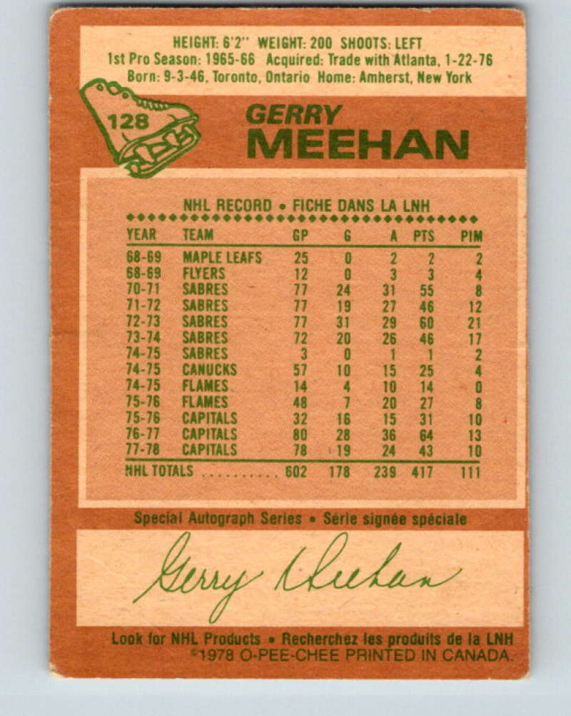 1978-79 O-Pee-Chee #128 Gerry Meehan  Washington Capitals  8427 Image 2