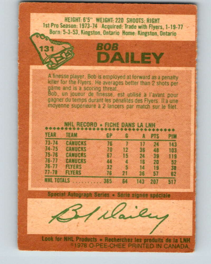 1978-79 O-Pee-Chee #131 Bob Dailey Philadelphia Flyers 8430 Image 2