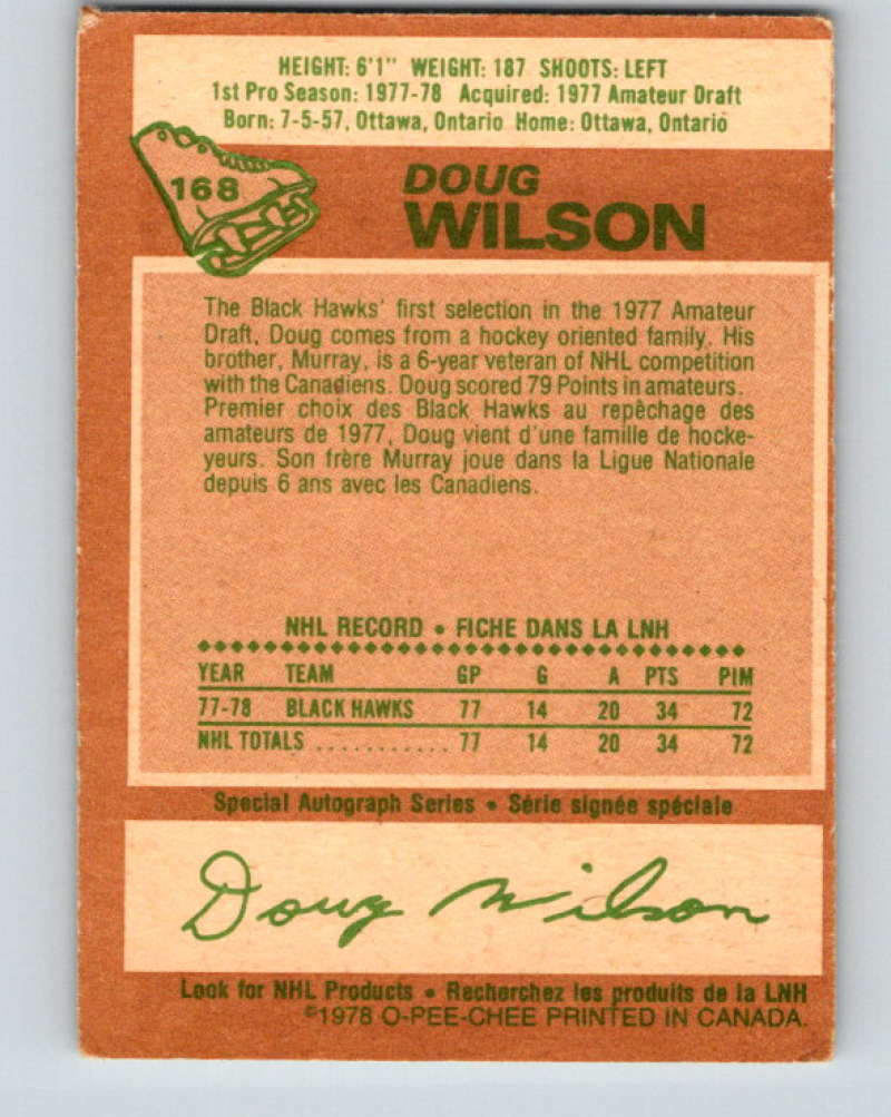 1978-79 O-Pee-Chee #168 Doug Wilson  RC Rookie Chicago Blackhawks  8467 Image 2
