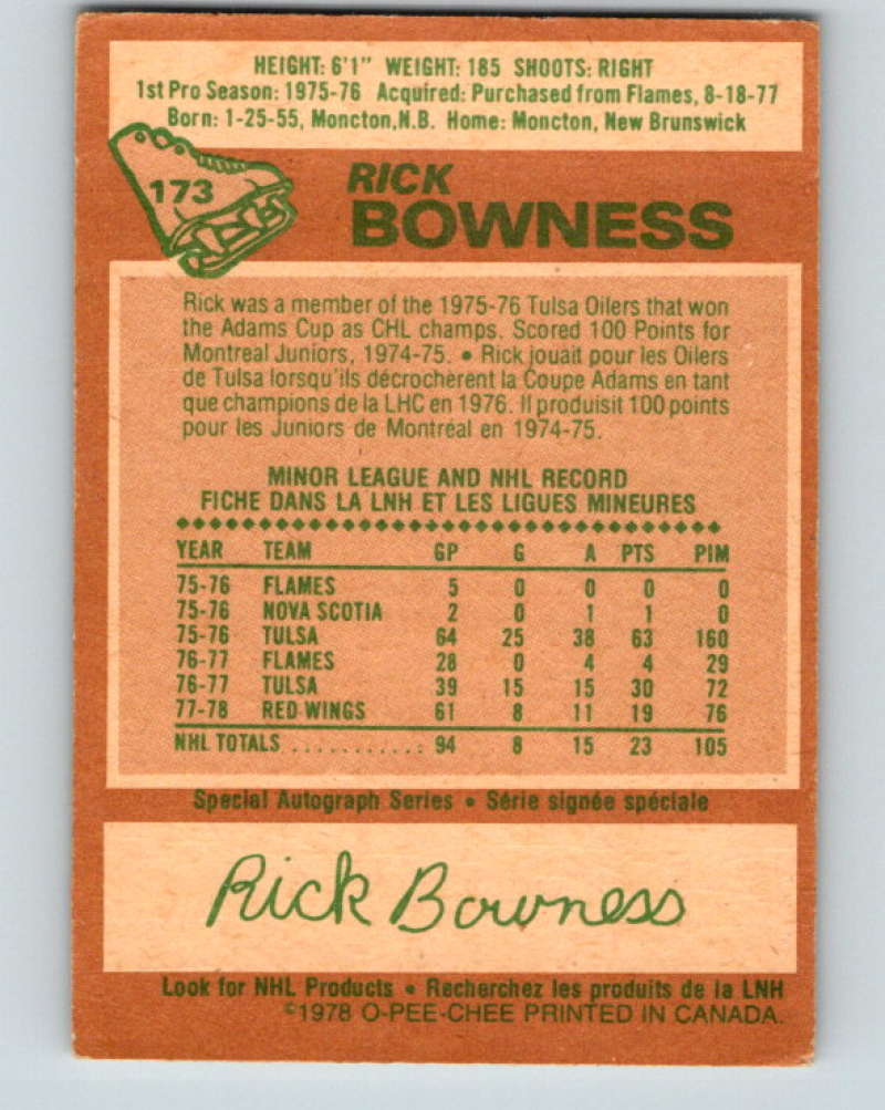 1978-79 O-Pee-Chee #173 Rick Bowness  St. Louis Blues  8472 Image 2