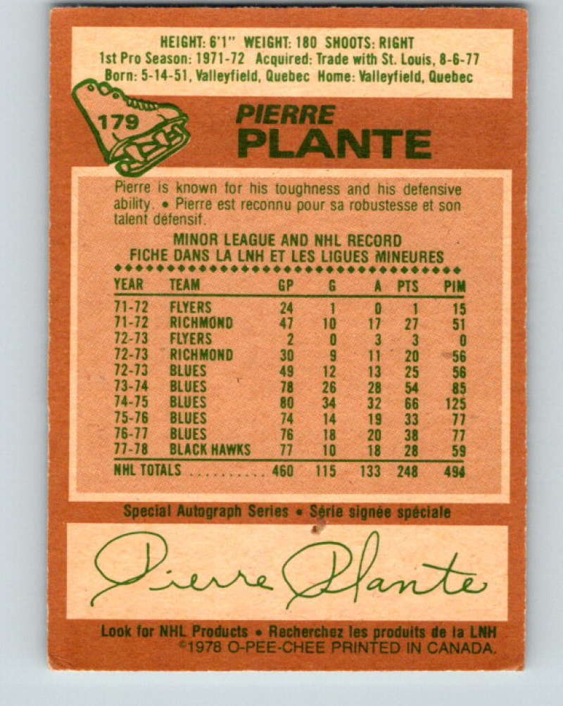 1978-79 O-Pee-Chee #179 Pierre Plante New York Rangers 8478