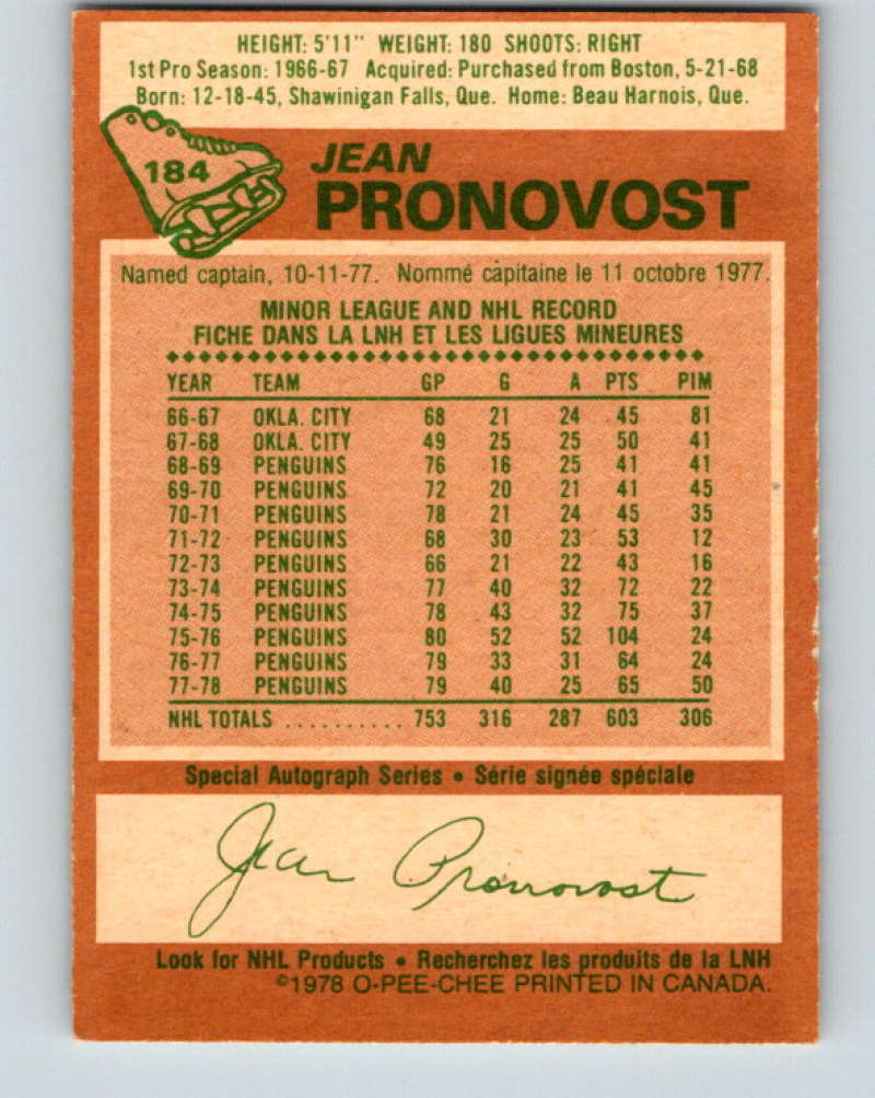 1978-79 O-Pee-Chee #184 Jean Pronovost Atlanta Flames 8483