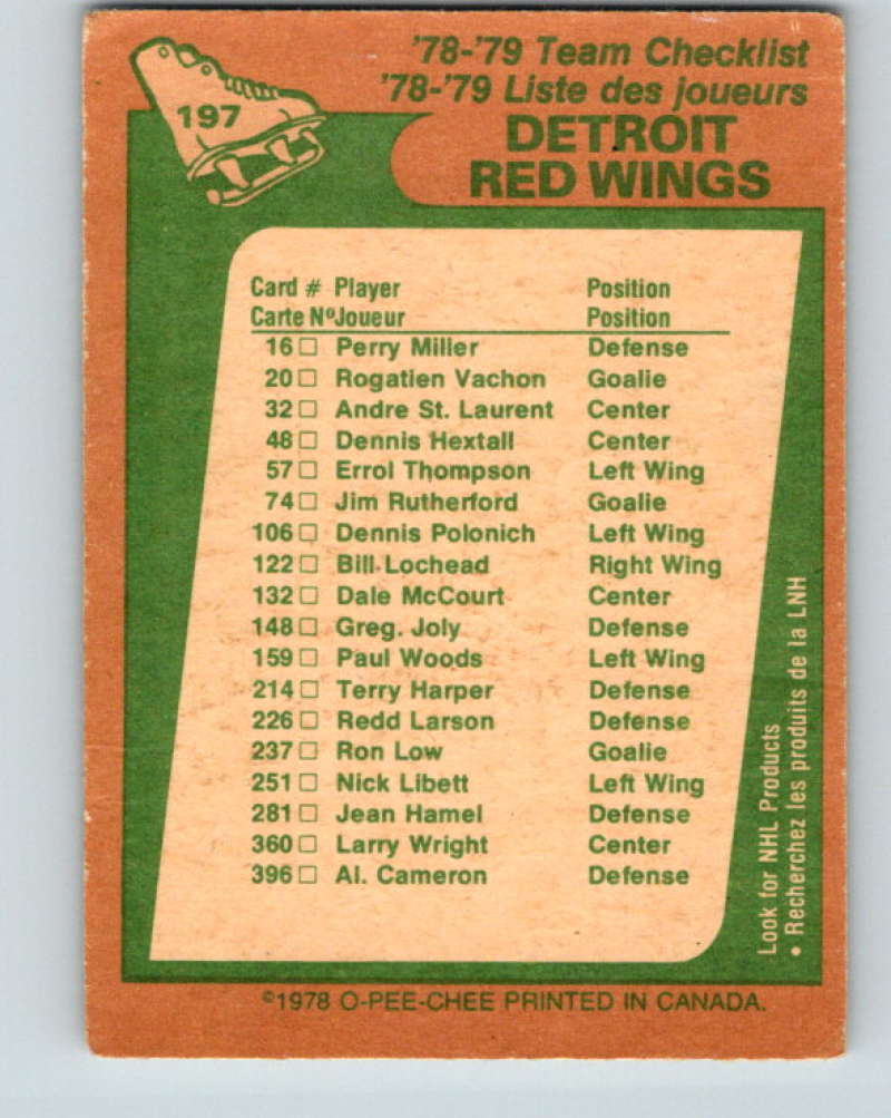 1978-79 O-Pee-Chee #197 Detroit Red Wings TC Detroit Red Wings 8496