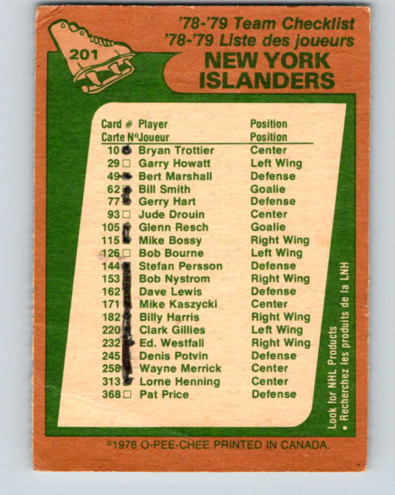 1978-79 O-Pee-Chee #201 New York Islanders TC New York Islanders 8500