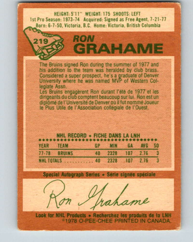 1978-79 O-Pee-Chee #219 Ron Grahame Los Angeles Kings 8518