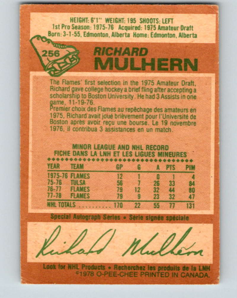 1978-79 O-Pee-Chee #256 Richard Mulhern Atlanta Flames 8555 Image 2