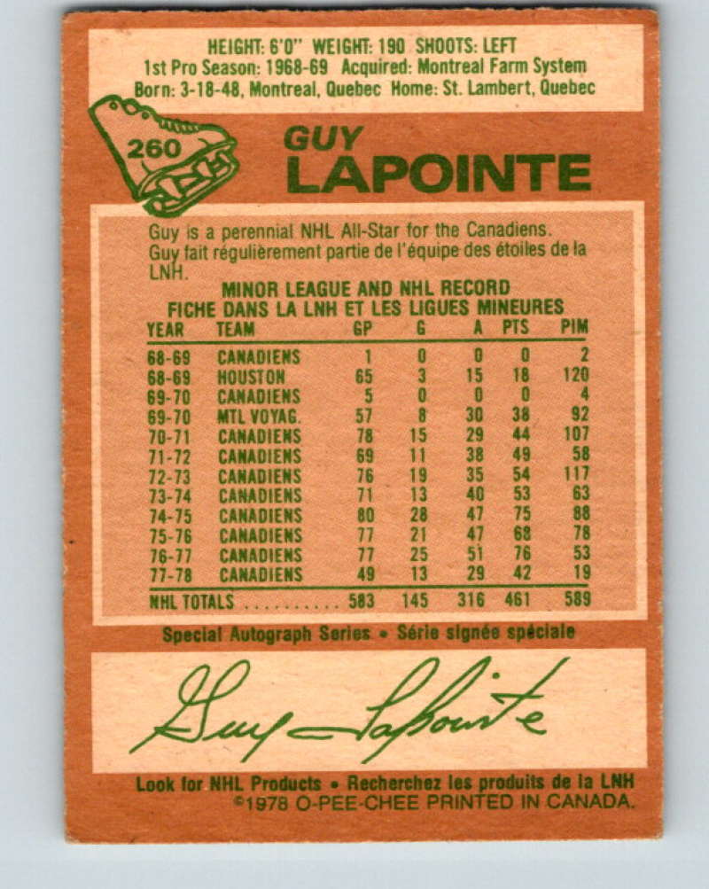 1978-79 O-Pee-Chee #260 Guy Lapointe Montreal Canadiens 8559