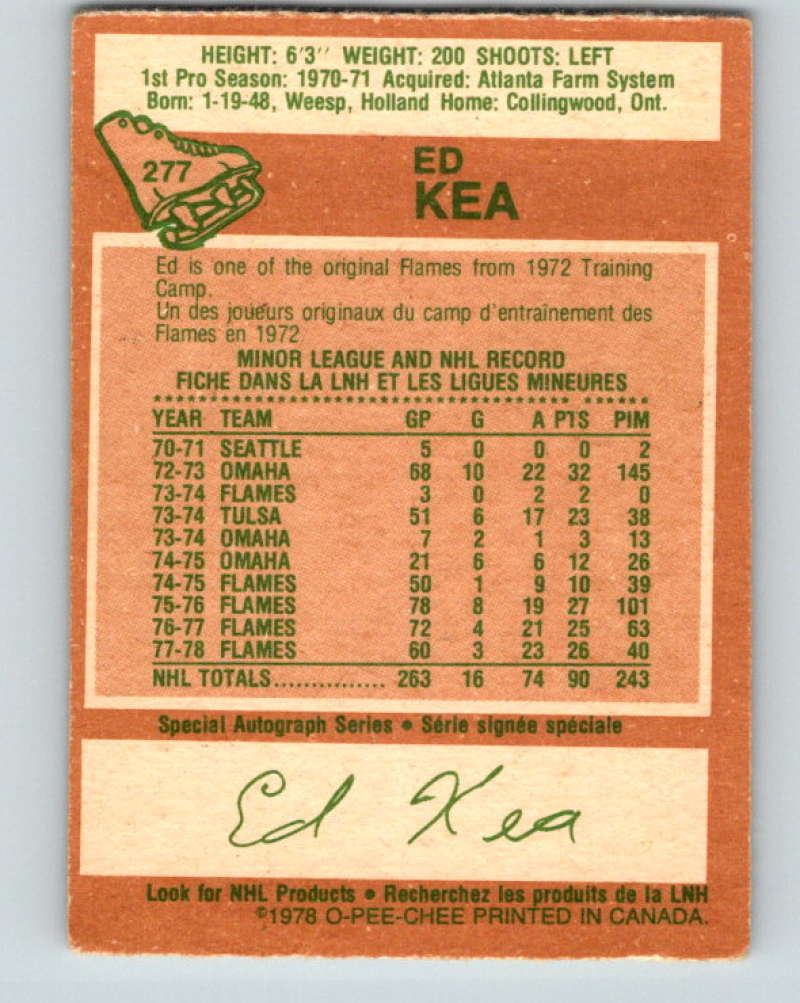 1978-79 O-Pee-Chee #277 Ed Kea  Atlanta Flames  8576 Image 2