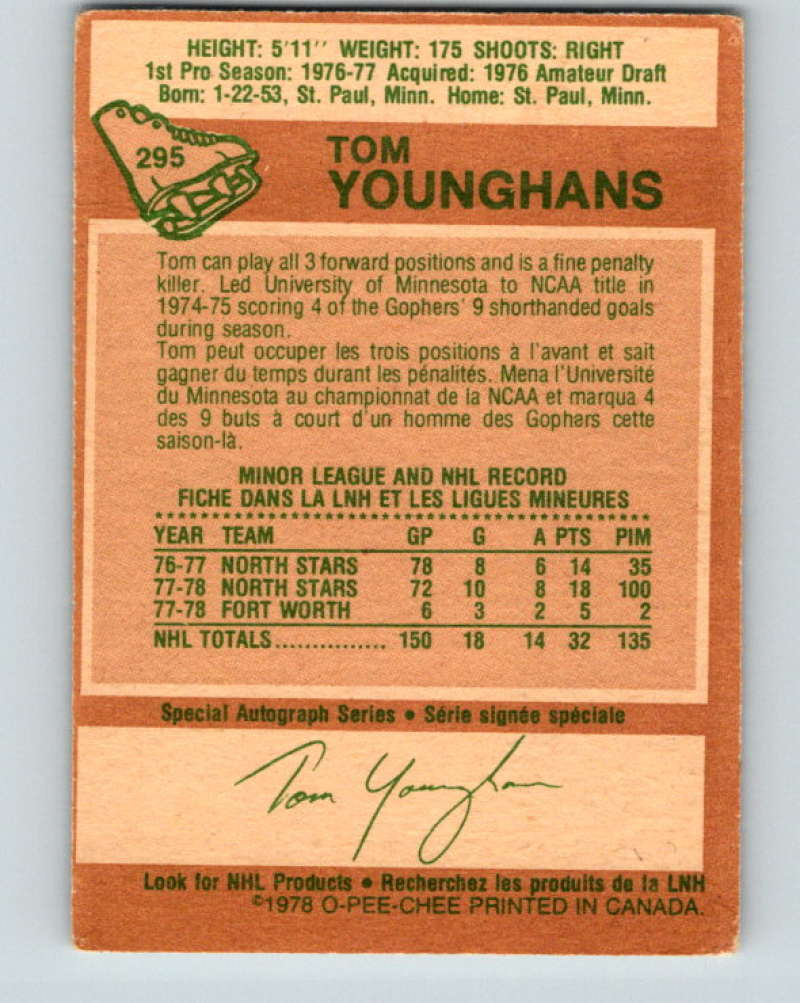 1978-79 O-Pee-Chee #295 Tom Younghans RC Rookie Stars 8594