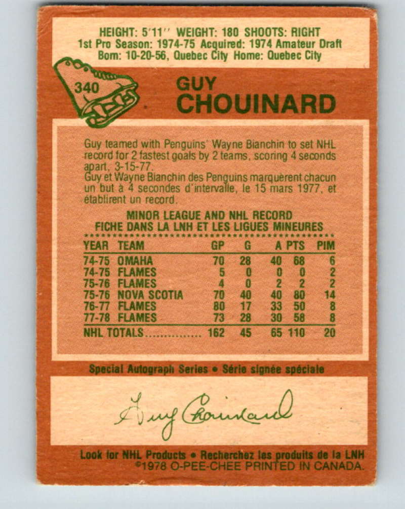 1978-79 O-Pee-Chee #340 Guy Chouinard Atlanta Flames 8639 Image 2