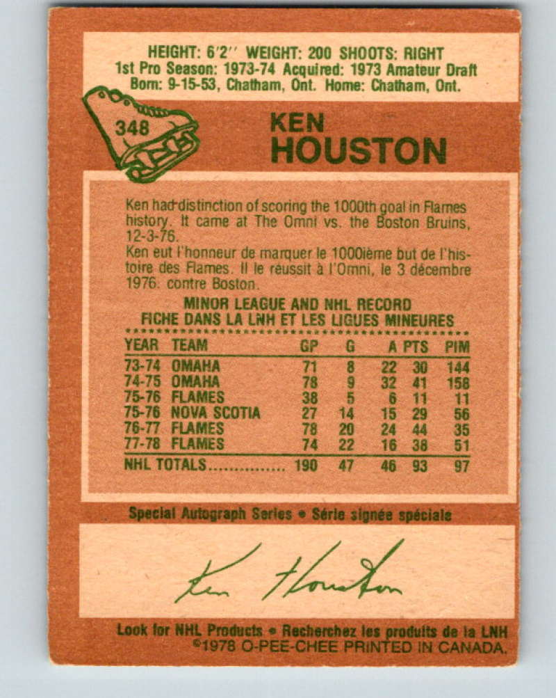 1978-79 O-Pee-Chee #348 Ken Houston Atlanta Flames 8647