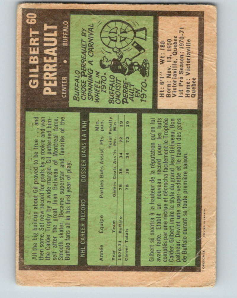 1971-72 O-Pee-Chee #60 Gilbert Perreault Buffalo Sabres 8755