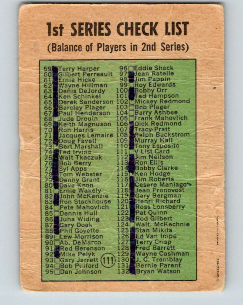 1971-72 O-Pee-Chee #111 Checklist 8806 Image 2