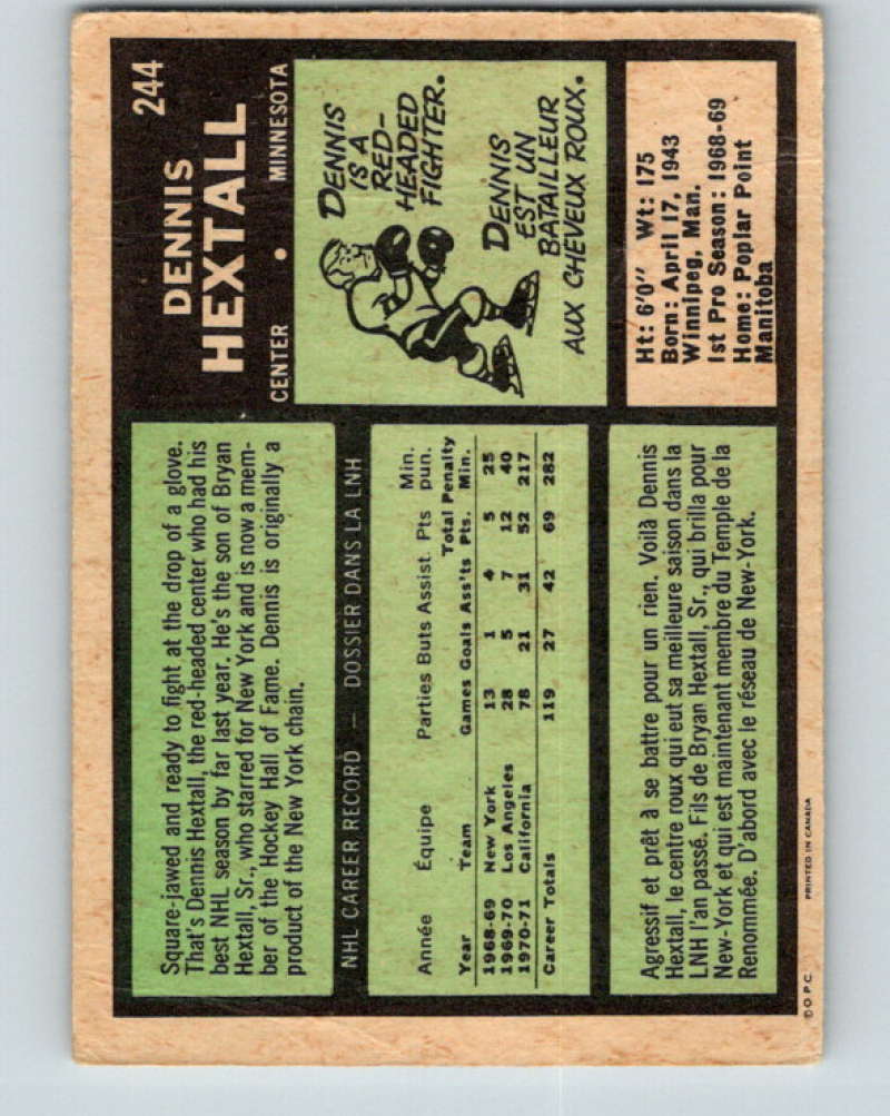 1971-72 O-Pee-Chee #244 Dennis Hextall Minnesota North Stars 8939 Image 2
