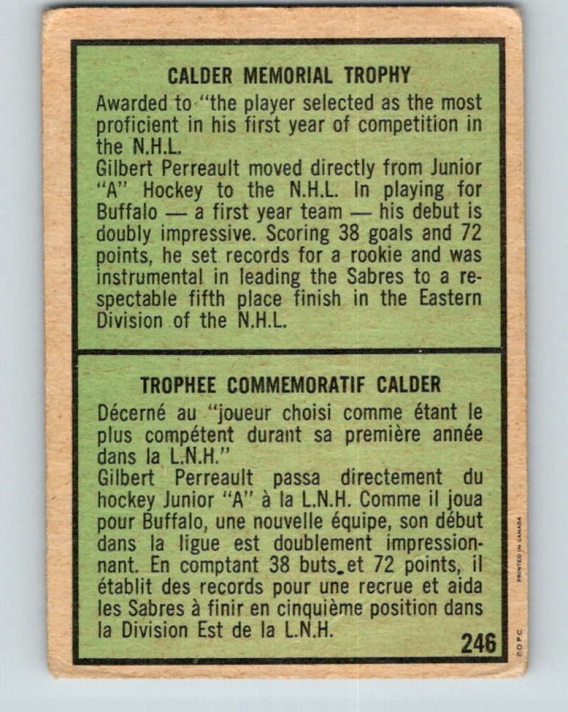 1971-72 O-Pee-Chee #246 Gilbert Perreault TR Buffalo Sabres 8941