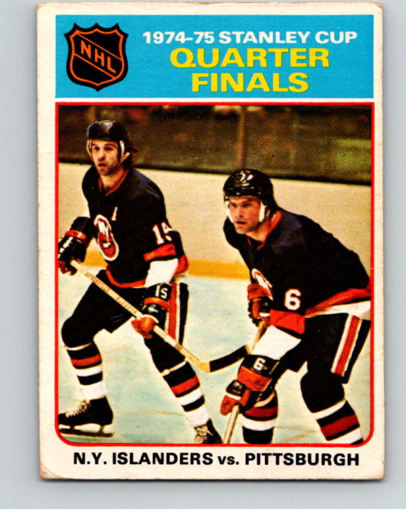 1975-76 O-Pee-Chee #4 Quarter Finals New York Islanders/Pittsburgh Penguins 9227 Image 1