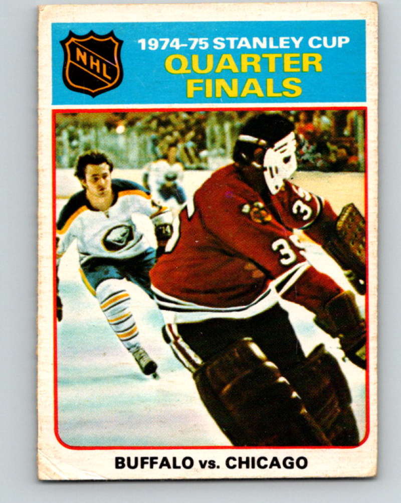 1975-76 O-Pee-Chee #6 Quarter Finals Buffalo Sabres/Chicago Blackhawks 9229