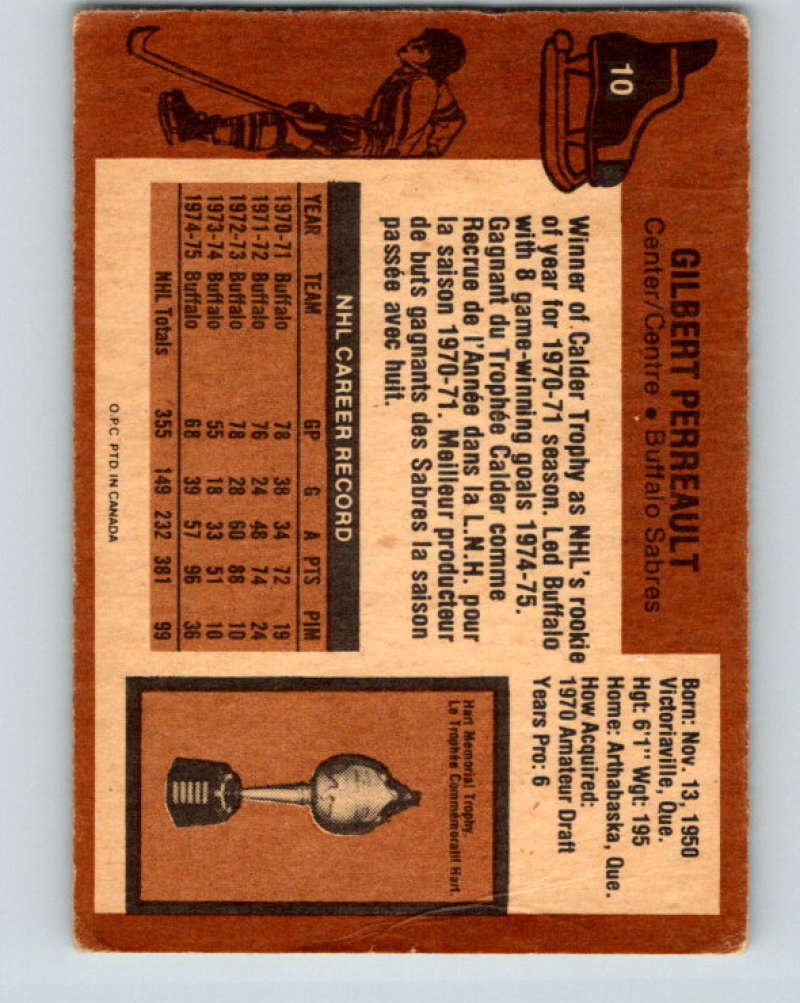 1975-76 O-Pee-Chee #10 Gilbert Perreault Buffalo Sabres 9233