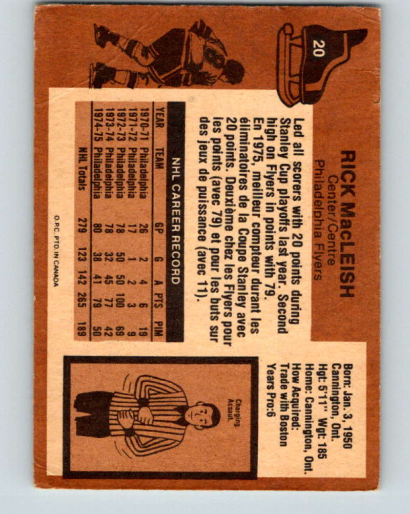 1975-76 O-Pee-Chee #20 Rick MacLeish Philadelphia Flyers 9243