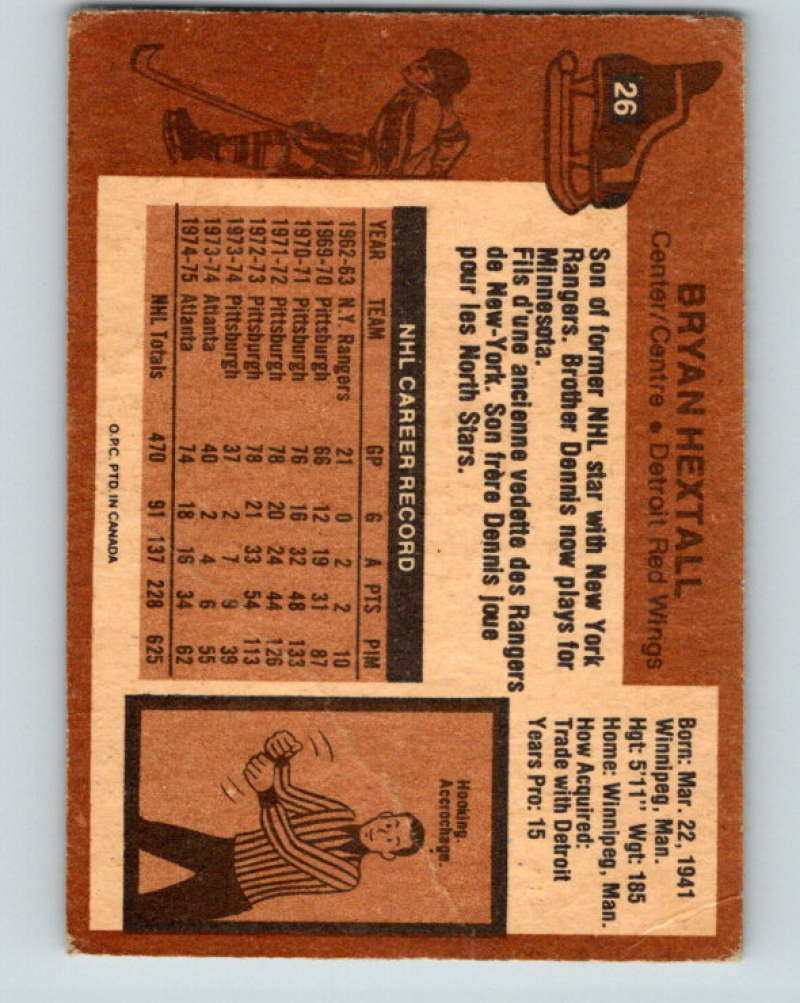 1975-76 O-Pee-Chee #26 Bryan Hextall Detroit Red Wings 9249