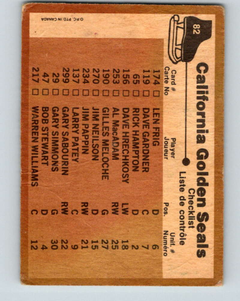 1975-76 O-Pee-Chee #82 California Golden Seals CL California Golden Seals 9305