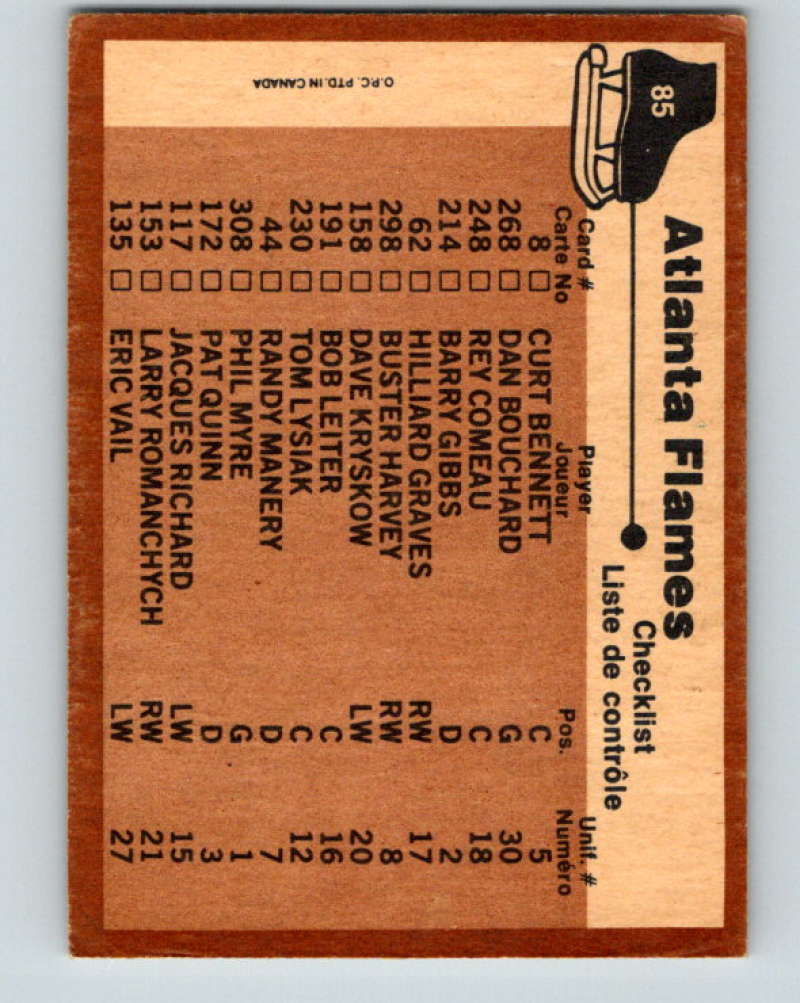 1975-76 O-Pee-Chee #85 Atlanta Flames CL Atlanta Flames 9308