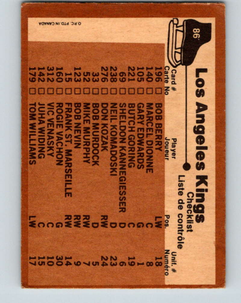 1975-76 O-Pee-Chee #86 Los Angeles Kings CL Los Angeles Kings 9309