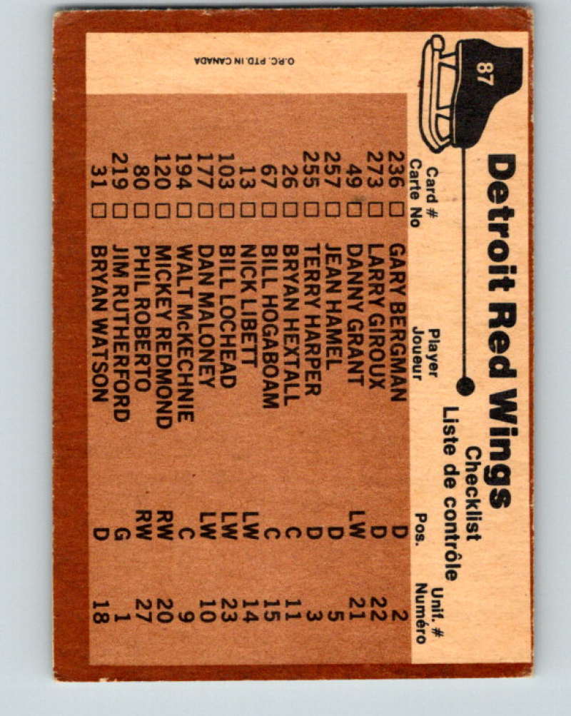1975-76 O-Pee-Chee #87 Detroit Red Wings CL Detroit Red Wings 9310