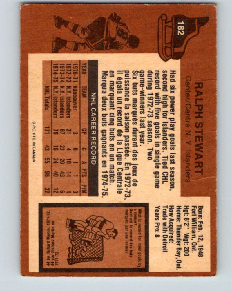 1975-76 O-Pee-Chee #183 John Davidson New York Rangers 9406 Image 2