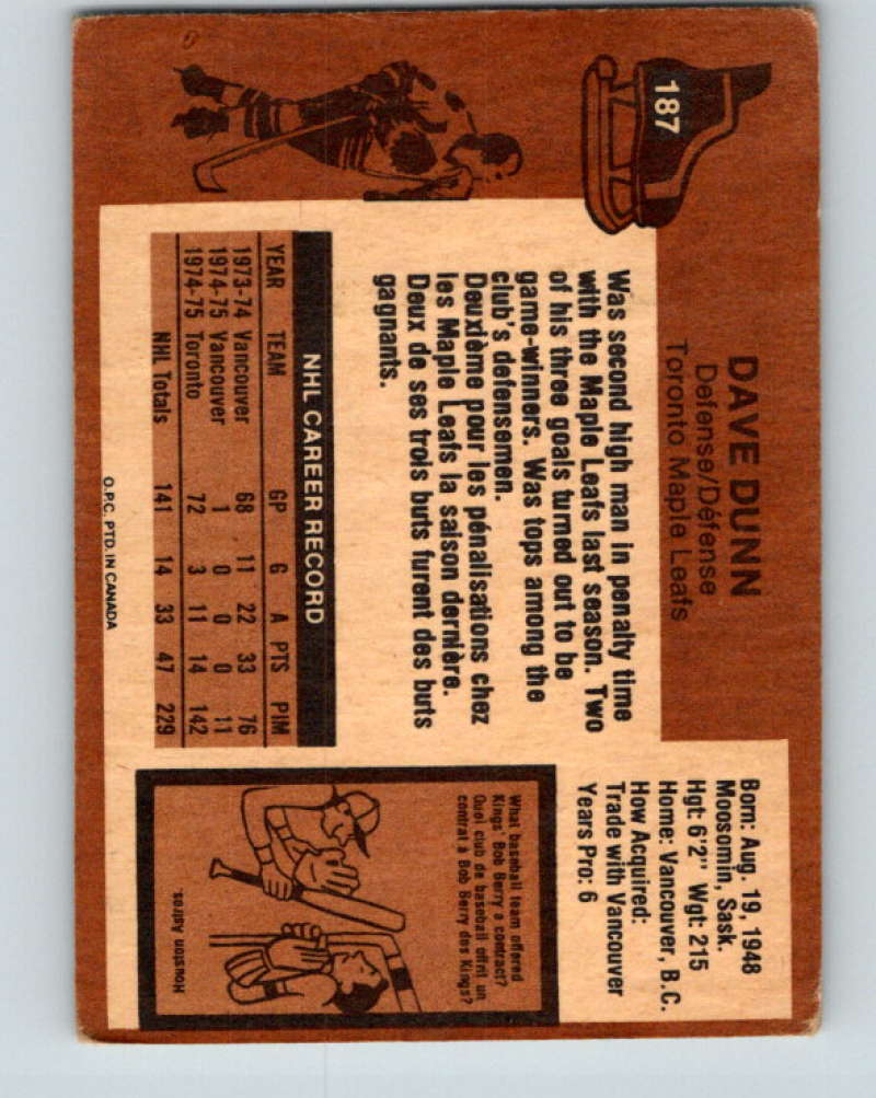 1975-76 O-Pee-Chee #188 Dennis Kearns Vancouver Canucks 9411