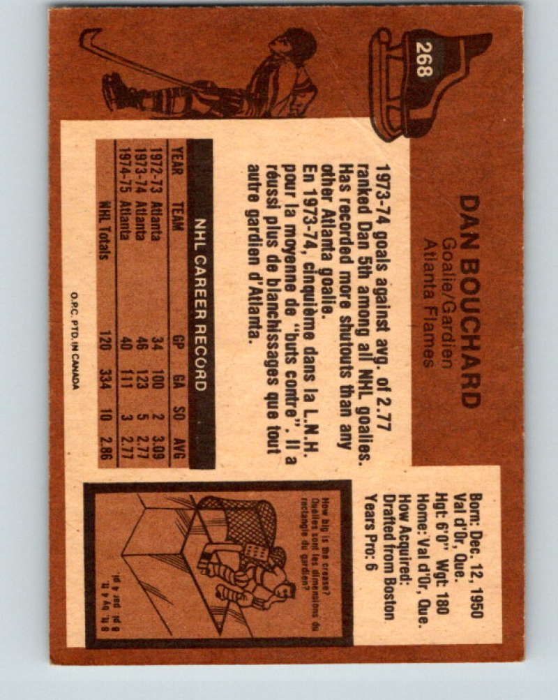 1975-76 O-Pee-Chee #268 Dan Bouchard Atlanta Flames 9496