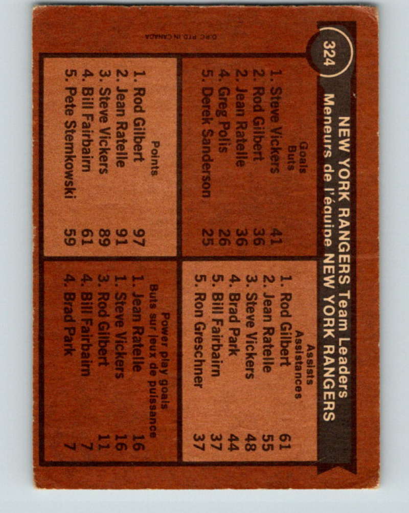 1975-76 O-Pee-Chee #324 Jean Ratelle TL New York Rangers 9552