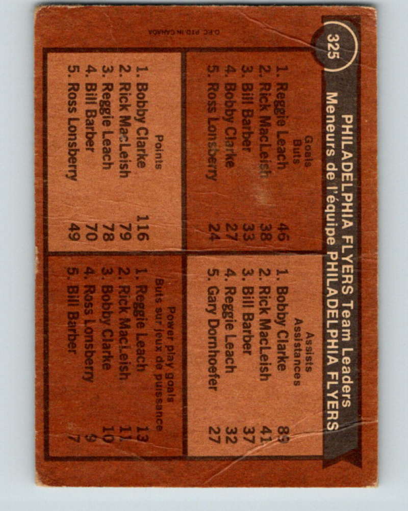 1975-76 O-Pee-Chee #325 Reggie Leach/Bobby Clarke TL Philadelphia Flyers 9553 Image 2