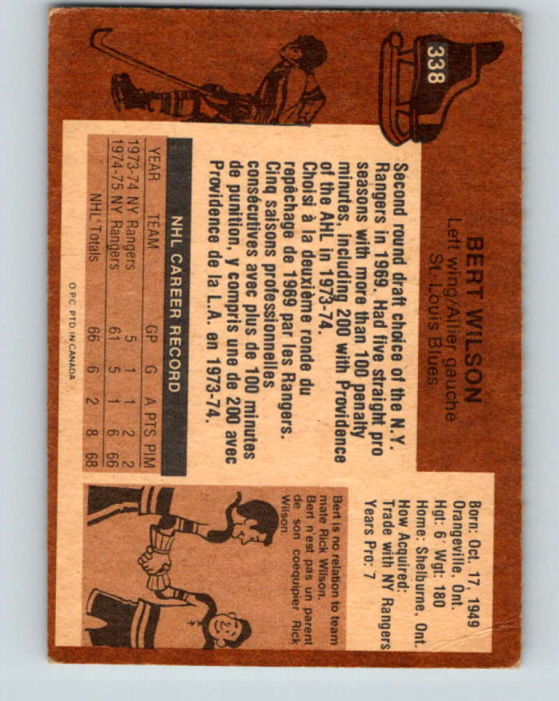 1975-76 O-Pee-Chee #338 Bert Wilson St. Louis Blues 9566 Image 2
