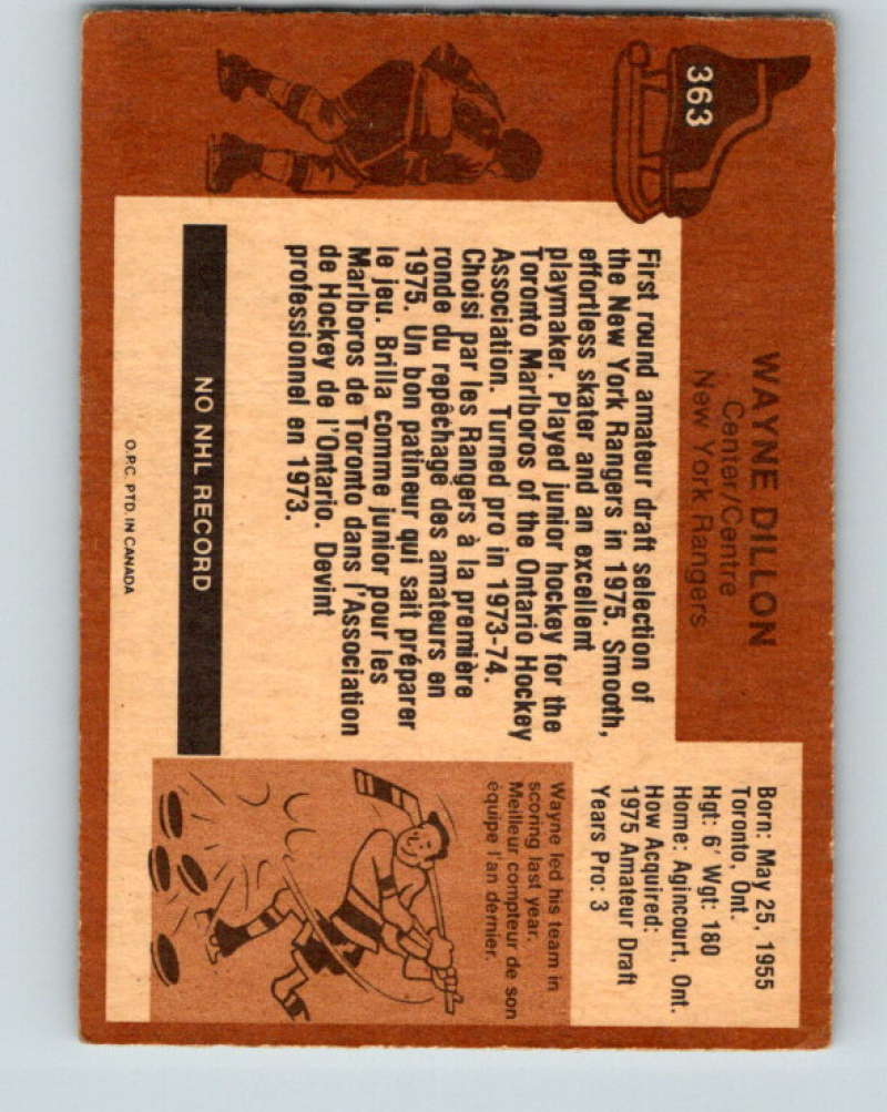 1975-76 O-Pee-Chee #363 Wayne Dillon New York Rangers 9591 Image 2