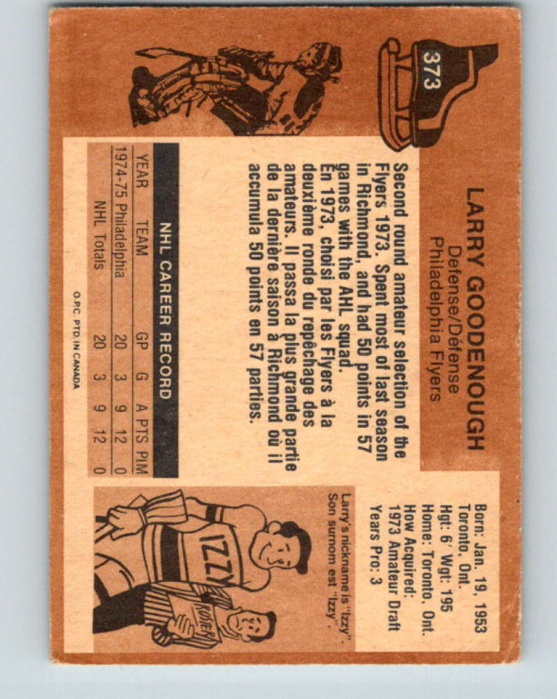 1975-76 O-Pee-Chee #373 Larry Goodenough RC Rookie Philadelphia Flyers 9601