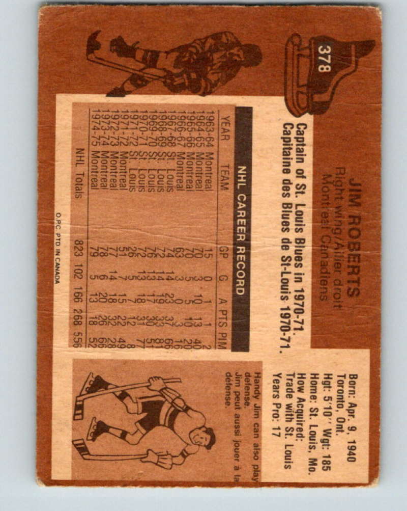 1975-76 O-Pee-Chee #378 Jim Roberts Montreal Canadiens 9606